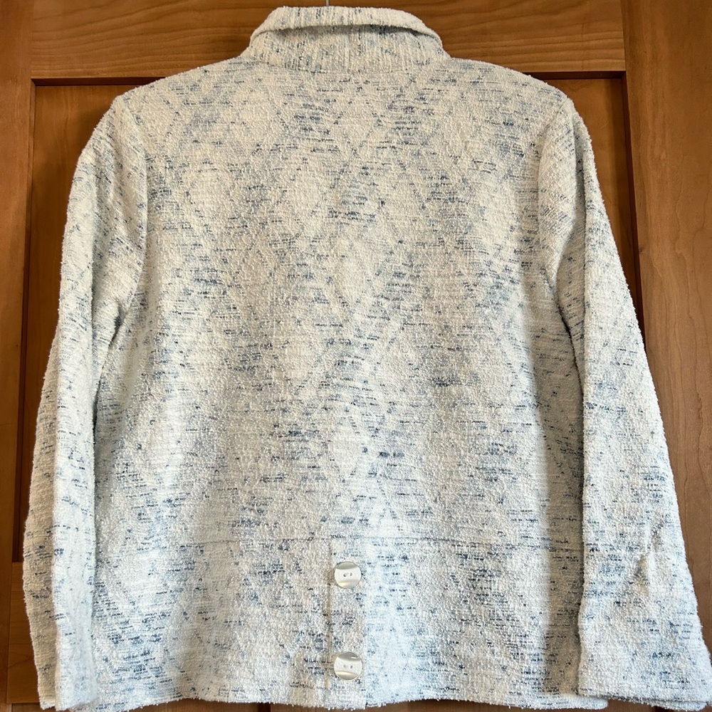 Women's Blue and White Tweed Blazer - Picture 2 of 5